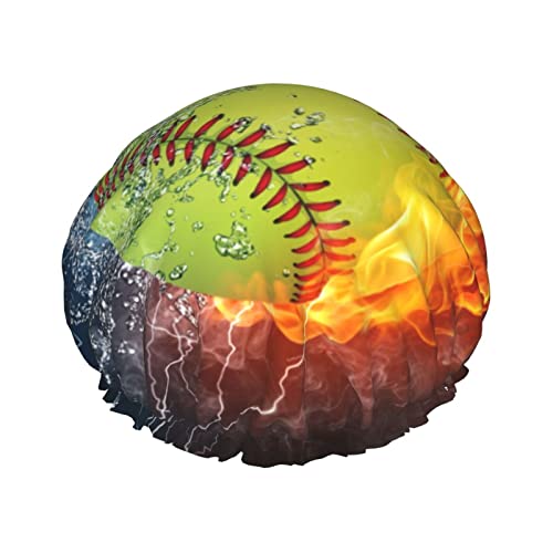 Narancs Baseball-Softball A Tűz, Víz Nyomtatott Zuhanysapka Haj Kap Újrafelhasználható Fürdő Kap Vízálló Zuhanyzás Sapkák Női