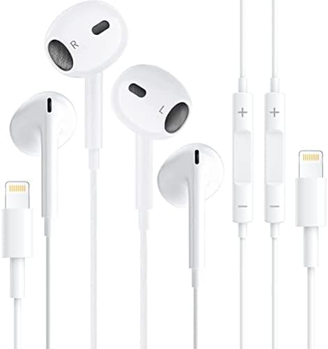 2 Csomag Apple Vezetékes Fejhallgató, iPhone Fülhallgató, a Lightning Csatlakozó [Apple Mpi Hitelesített](Beépített Mikrofon & Volume