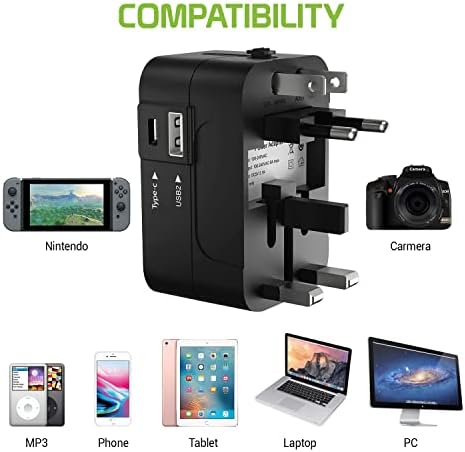 Utazási USB Plus Nemzetközi Adapter Kompatibilis a Xiaomi Mi Megjegyzés Pro Világszerte Teljesítmény, 3 USB-Eszközök c típus, USB-A