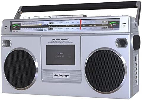 Audiocrazy RC88BT Retro Boombox Kazettás AM/FM Rádió Ezüst