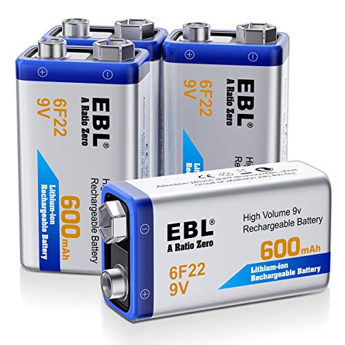 EBL 9 v-os Újratölthető Akkumulátor 9 Voltos Lítium-ion 600mAh Li-ion Akkumulátorok (4-es Csomag)