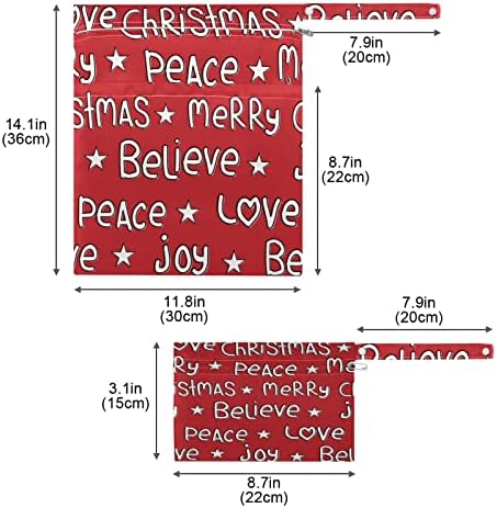 ZZXXB Boldog Karácsonyt Béke, Szeretet, Vízálló Nedves Újrafelhasználható Táska ruha Pelenka Nedves-Száraz Táska Cipzáras Zseb