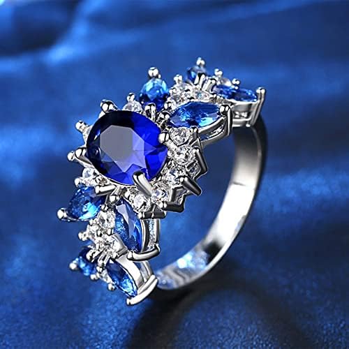 2023 Új Bevonatú Réz Gyűrűk Gyűrű Ajándék Évfordulóra Ékszerek Női Cirkon Divat Gyűrű Gyűrű Ékszer (Kék, XL)