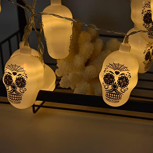 ZRQYHN 20db LED Halloween Koponya String Lámpa Meleg Fény Akkumulátoros Nem Kábelezés Szükséges Fesztivál, Buli 0.13x0.23