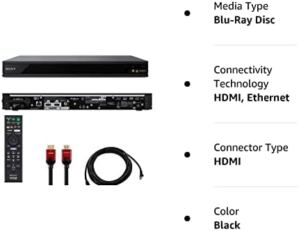 Sony UBP-X800M2 4K Ultra HD Blu-ray Lejátszó HDR Csomag 6 Méter Magas Sebesség Premium HDMI Kábel, Ethernet Kábel (3 Elem)