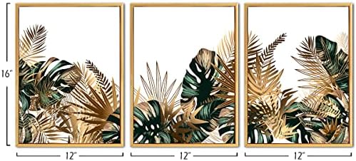 Loomarte Keretes Növény Wall Art Egyszerű Trópusi Zöld Levelek Fali Dekor Bohém Palm Botanikus Nyomatok Minimalista Képek, Otthon Dekoráció