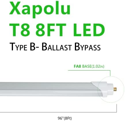 Xapolu 8FT T8 LED Cső Világítás, 40W 4000K 5600lm, Fénycsövek, Izzók Cseréje, Ballaszt-Bypass, Dual-End Motoros, Matt Borító, FA8 Egyetlen-Pin-Bázis,