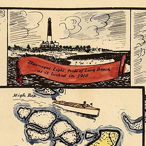 Antiguos Térkép - Térkép, A Romantikus Szigeten a Long Beach-i, New Jersey-Ből 1940 - Intézkedések 24 x 36 (610 mm x 915 mm)