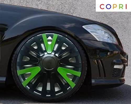 Copri Készlet 4 Kerék Fedezze 13 Colos Fekete-Zöld Dísztárcsa Snap-On Illik Toyota Corolla
