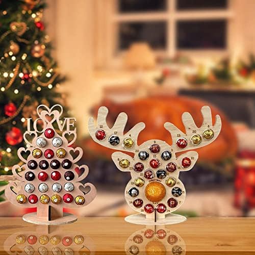 Karácsonyi Csokis Keret Dekoráció, Fából készült Adventi Naptár a Karácsonyi Party a Csokoládé Keret Újratölthető Candy Rack