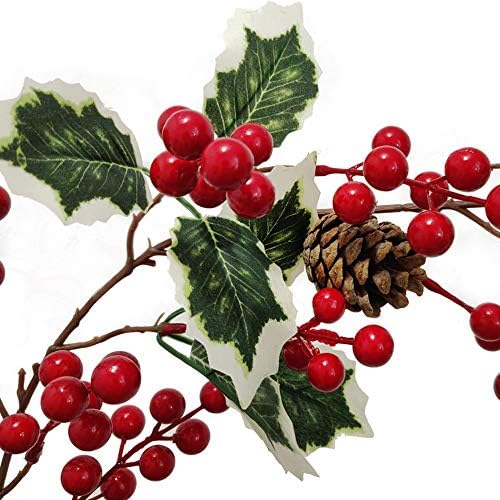 Karácsonyi Mesterséges Szőlő Levelek a Növény Piros Gyümölcs fenyőtoboz Hosszú Rattan Virág Mesterséges Rattan a karácsonyfa