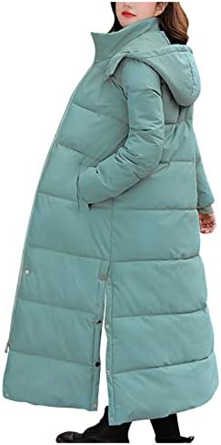 Női Téli Meleg Sűrűsödik Puffer Coat Plus Size Cipzár Kabát Szilárd Gombot Osztott Szegély Pamut Bélelt Kabát
