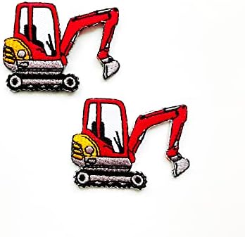 PL Készlet 2 Kicsi. Mini Kotró Digger Traktor Loader Nehéz Cute1 Rajzfilm Varrni Vas a Hímzett Applied Jelvény Jel Javítás Ruha Jelmez