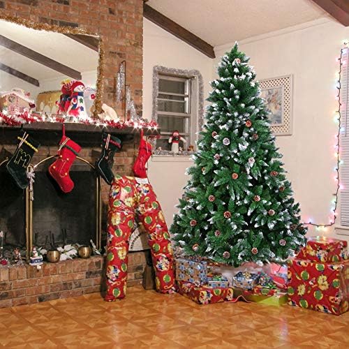 6ft Csuklós Mesterséges Karácsonyi Treew Hó Özönlöttek 920 Tippek a fenyőtoboz Fém Állvány Haza Nappali, Ünnepi Dekoráció
