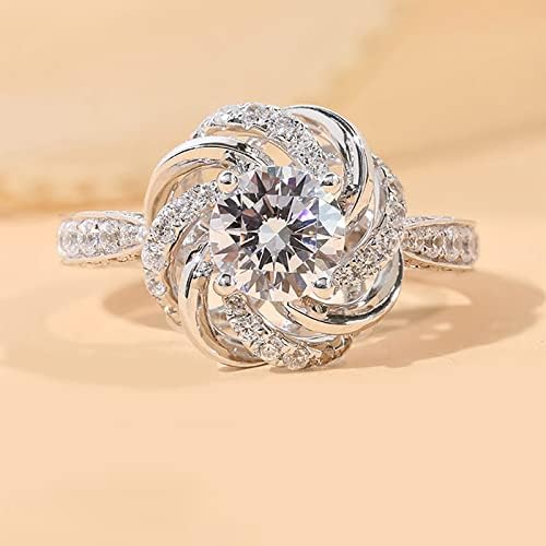 Nők Esküvői Virág Gyűrű Cirkon Kerek Gyűrű Ékszer Eljegyzési Gyűrű Rozsdamentes Acél Gyűrűk