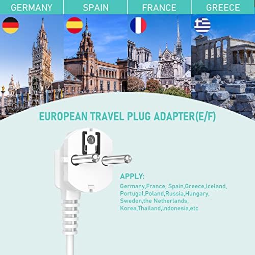 Európai Utazási hálózati Adaptert az USB-C, 6 LÁB Hosszabbító, MINKET európához Csatlakozó Adapter, 3 Üzletekben 3 USB Port EU Spanyolország