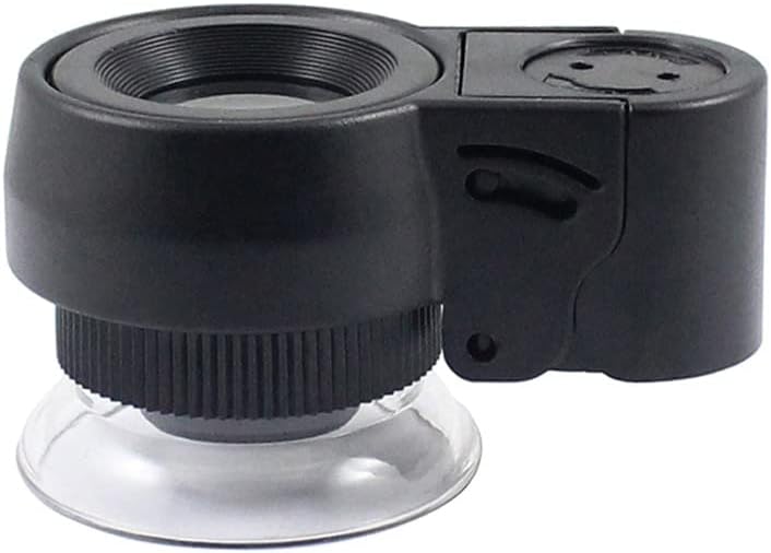 45X Fekete Zseb Mikroszkóp Mini Méretű Nagyító LED Hordozható UV Lámpa Pénzt Érzékelő Nagyító Lupa
