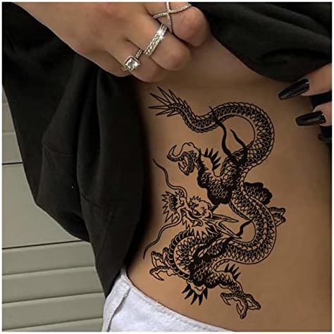 XIANGBINXUAN Ideiglenes Tetoválás Vízálló Ideiglenes Tetoválás Matricák Japán Stílusú Fekete Fehér Láng Sárkány Art Tattoo Flash
