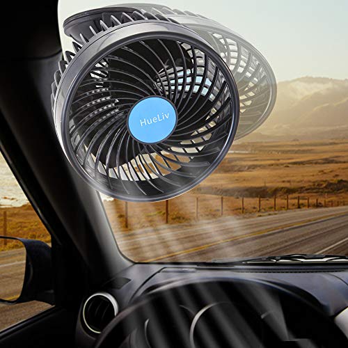 HueLiv Autó Fan 12V-os, 6 Elektromos Autó hűtőventilátor, 360 fokban Állítható Fej csatlakoztatható szivargyújtó/Alacsony Zajszint