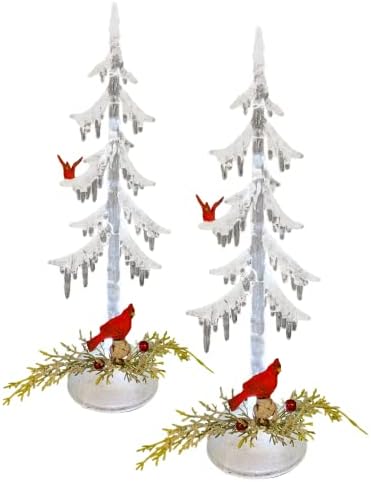 Karácsonyi Jégcsap Fa Díszek a Bíborosok, világít Holiday Home Decor Fehér Csillám, meg a Madarak, 2, 13 Cm
