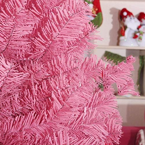 Mesterséges karácsonyfa Karácsonyi Fenyőfa, 180cm Deluxe Lucfenyő Csuklós Rózsaszín karácsonyfa Díszítés Szilárd Fém Lábak Egyszerű