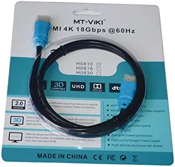 MT-VIKI 4K-HDMI Kábel 10ft, HDMI 2.0 kábel Kábel Támogatja a 4K@60Hz, Nagy Sebességű 18Gbps, 4:4:4, Kompatibilis a Tűz TV, PS5, PS4