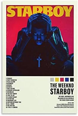 A Weeknd Poszter Starboy Poszter Borító Plakátok Szoba Esztétikai Vászon Wall Art Hálószoba Decor 12x18inch(30x45cm)