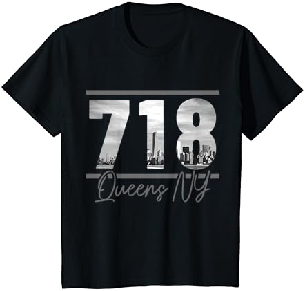 New York 718-As körzetszámot Skyline Queens, YORK, NY Vintage Póló