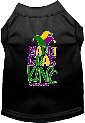 Mardi Gras Király Képernyő Nyomtatás Mardi Gras Kutya Póló Fekete XL