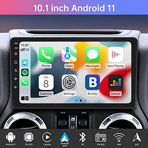 Autó Rádió Jeep Wrangler JK Iránytű, 10.1 HD IPS Érintőképernyő Fej Egység Carplay/Andriod Auto, Bluetooth, WiFi, GPS, FM, USB,