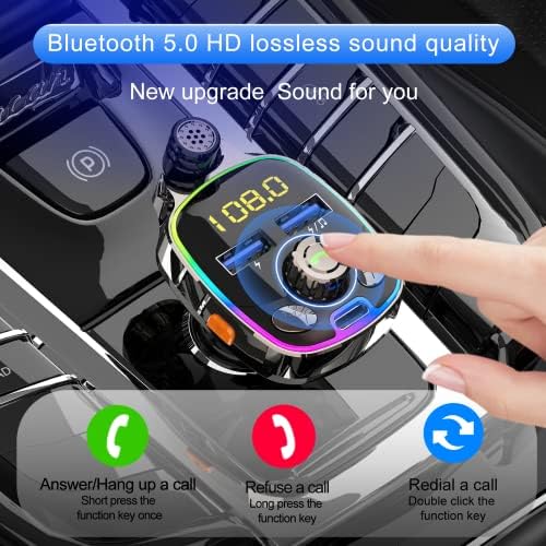 Bluetooth FM Transmitter Autóba, Vezeték nélküli Bluetooth FM Rádió Adapter, Dual USB Port Töltő, Támogatás PD20W & QC3.0 Gyors Töltő, kihangosított