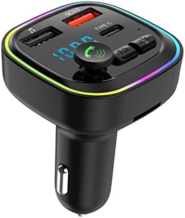 Autós Bluetooth 5.0 Vezeték nélküli Autós Kihangosító Fm Adó-Vevő-Rádió Mp3 Adapter Játékos 2 USB+Pd Töltő Készlet KM4