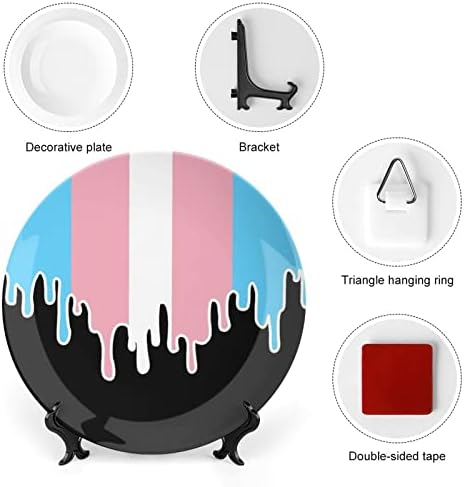 Trans Büszkeség Színű, Olvadó Zászló LMBT Kerámia Dekoratív tábla Display Állvány Lógó személyre Szabott Esküvő Évforduló Ünnepi Ajándékok