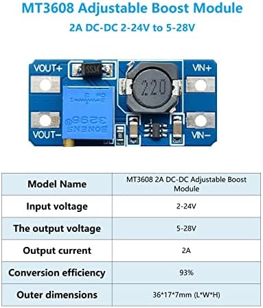 WWZMDiB 3Pcs MT3608 2A DC-DC Konverter 2-24V 5-28V Állítható Boost Modul