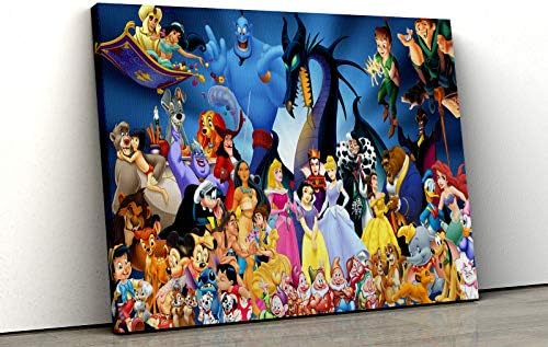 52 Észak-Disney Karakterek Gyűjtemény Vászon Nyomtatás Keretes Wall Art a Gyerekek Hálószoba Decor (A1 (30x20inch))