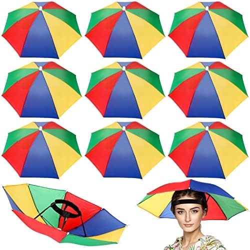 10 Db Esernyő, Kalap Felnőttek számára, illetve a Gyerekek Szivárvány Esernyő, Kalap Vicces, Esernyő, Sapka Felnőtt, Gyerek Összecsukható