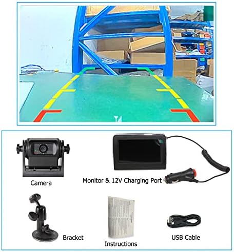 EWAY WiFi Vezeték nélküli Mágneses Hárompontos Biztonsági Kamera Visszapillantó 4.3 inch LCD Monitor Kijelző Hattyúnyak Utánfutót Hajó