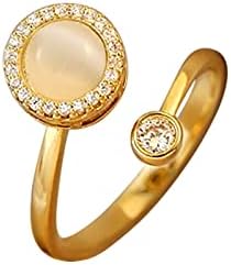 Állítható Nyílt Gyűrűk Nők Kecses Aranyozott Gyűrű Elegáns Opál Cirkon Hüvelykujj Gyűrűk Rakható Megfelelő Gyűrűk Párok,