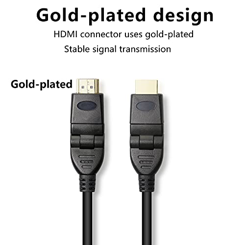 GELRHONR Forgatható HDMI Csatlakozó, Hosszabbító Kábel,90° 180° 270°, 360 fokban Elforgatható Jobbra Angyal HDMI Dugó Aranyozott
