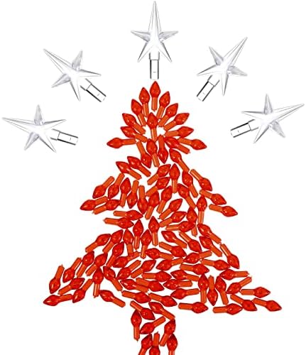 100 Db Műanyag karácsonyfa Izzók, 5 Csillag Csere Fa Izzók Kerámia karácsonyfa Díszek (Piros, 3.8 mm Átmérőjű)