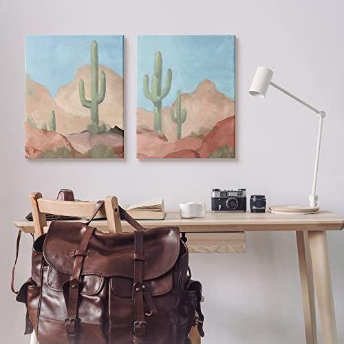 Stupell Iparágak Meleg, Napos Sivatagi Kaktusz Nyugati Táj, Design by Jacob Zöld