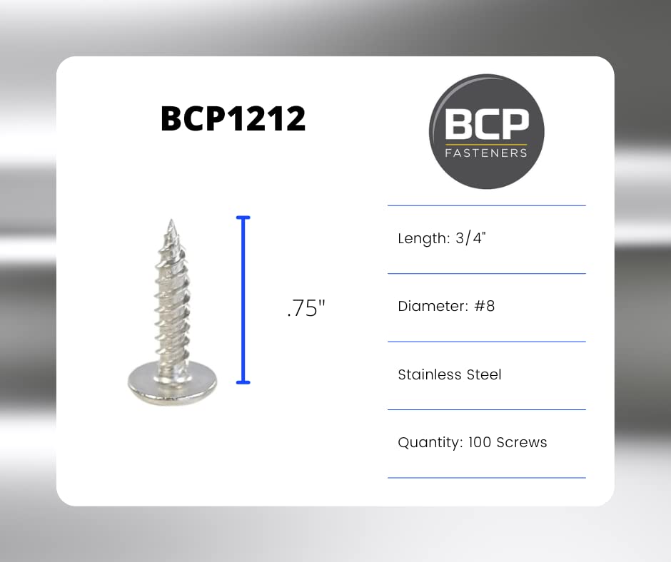 50 Db 8 x 3/4 304 Rozsdamentes Acél Phillips Módosított Rácsos Fejét facsavar (BCP1214)