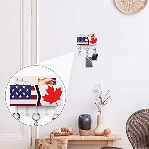 Amerikai, Kanadai Zászló PU Bőr kulcstartó Fali Gombot Horog Szervező Kulcs Fogas Állvány Polc Bejáratot Díszítő