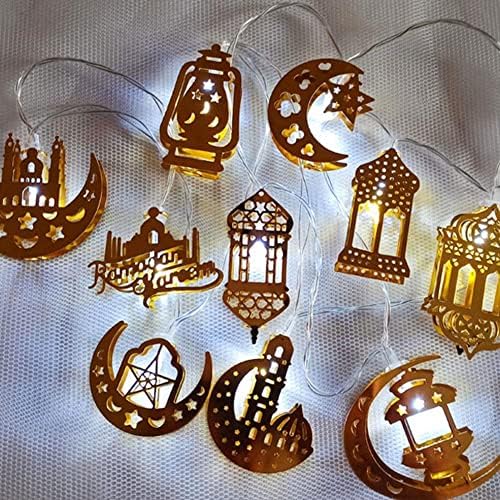 Nirelief LED String Fények Ramadan Muszlim 1.65 m Muzulmán Ramadan Lámpások String Fények Eid Fény tündérfény elemes Hold, Csillag EID Mubarak