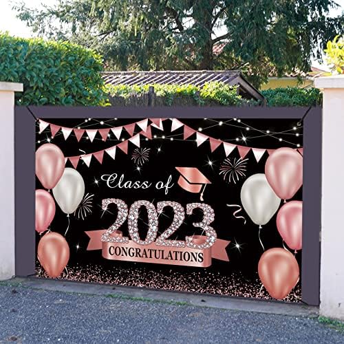 Crenics Érettségi Party Dekoráció 2023 Lányoknak, Rózsa Arany, illetve Fekete Osztály 2023 Banner, Nagy Gratulálok Érettségi