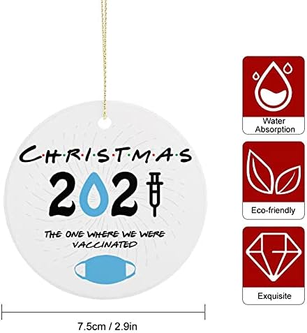 2021 Karácsonyi Dísz, Kerámia, Két Oldalra Nyomtatott Kerek Díszek Karácsonyra 2021 voltunk Beoltott Vicces Ajándék Ötletek, Ajándék, Karácsonyi