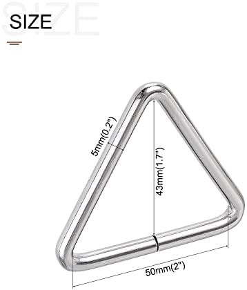 METALLIXITY Fém Háromszög Gyűrű Csatok (50x43x5mm) 6db, a Táskát Kapcsok - a Bőr Táska Kézitáska Heveder Táska Készítés,