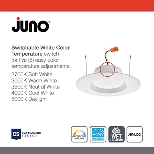 Juno RB4S SWW5 MW M6 RetroBasics Retrofit LED Beépíthető, Kapcsolható, Matt Fehér, 4 Inch