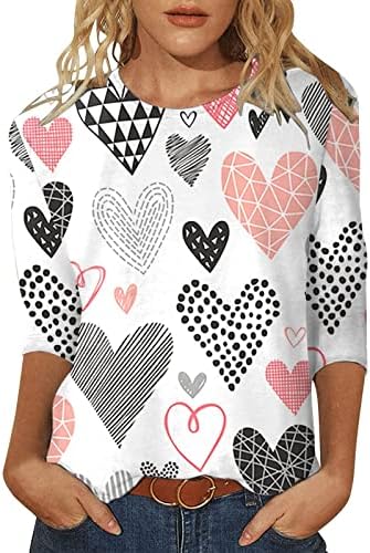 A nők Valentin Tshirt Szerelmes Szív Grafikus Póló 3/4 Ujjú póló Pár Blusas Casuales de Mujer Bonitas