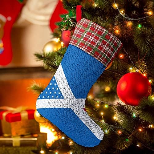 Skócia USA Zászló Mix Sequin Karácsonyi Harisnya Fényes Walling Lógó Díszek Dekoráció karácsonyfa karácsonyi Parti